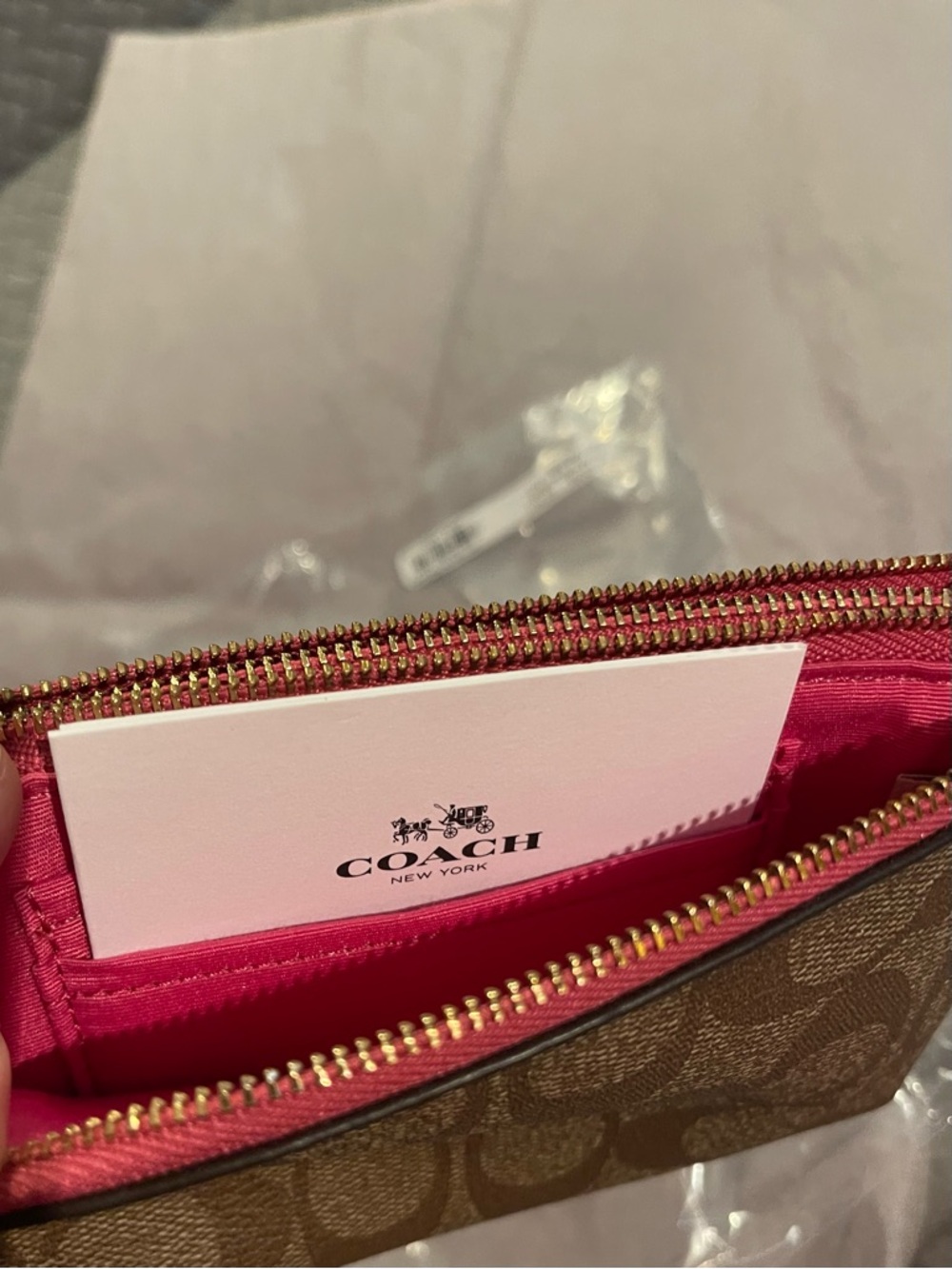 NWT Coach “Dahlia Pink”Double Zip Wristlet - Picture 5 of 9
